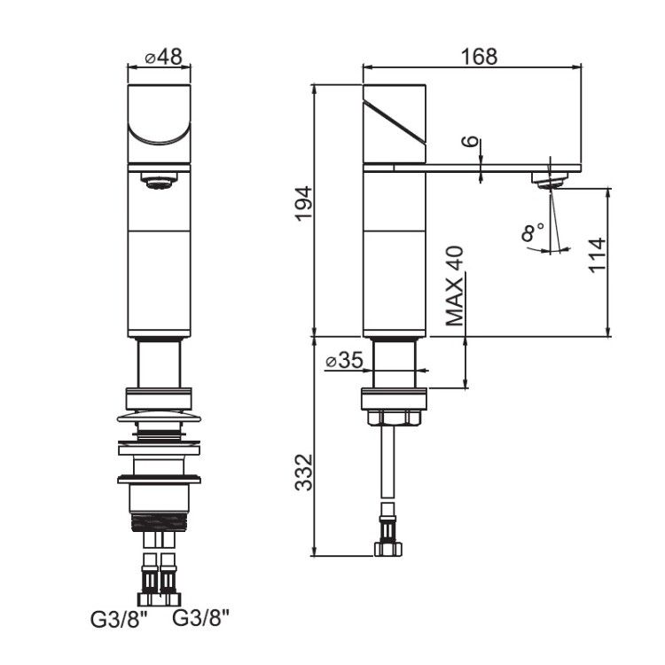 Смеситель для раковины Fima Carlo Frattini Slide Inox F5801INOX1