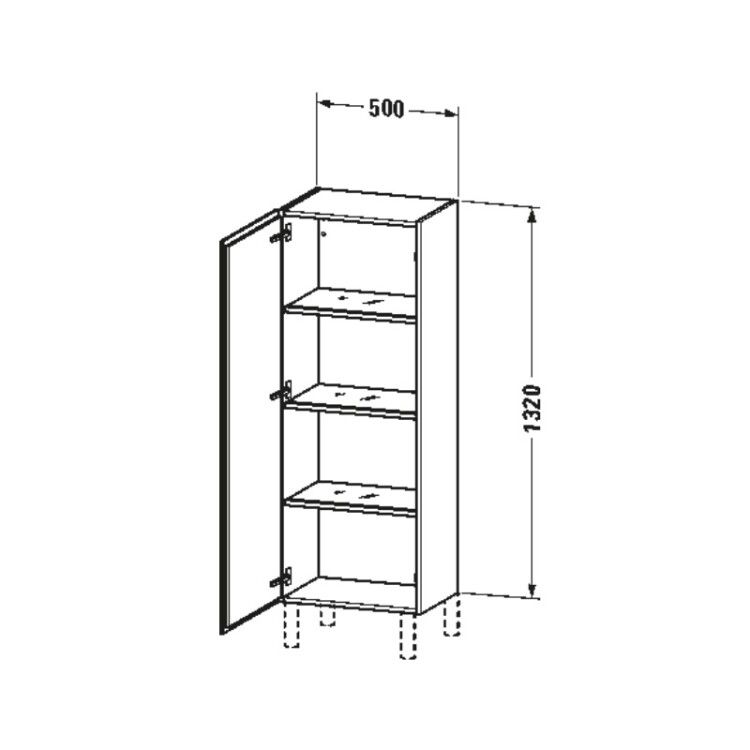 Шкаф-пенал Duravit L-Cube 500x363x1320 мм подвесной петли слева белый глянцевый LC1179L2222