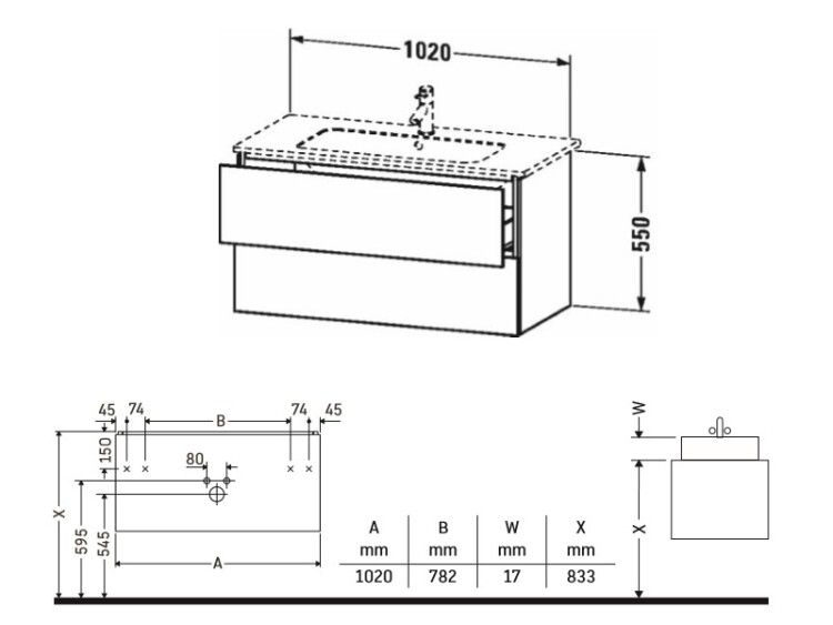 Тумба под раковину Duravit L-Cube 1020x481x550 мм подвесная белый глянцевый лак LC624208585