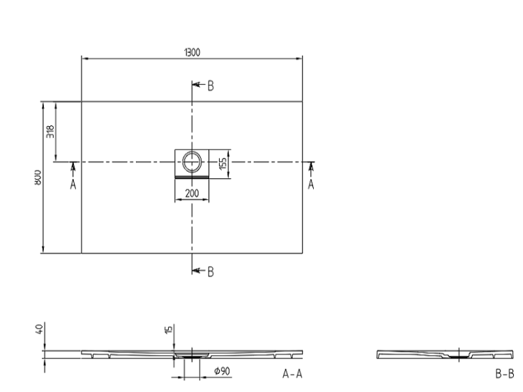 Душевой поддон Villeroy & Boch Squaro Infinity 1300x800x40 мм Stone White UDQ1380SQI2IVRW
