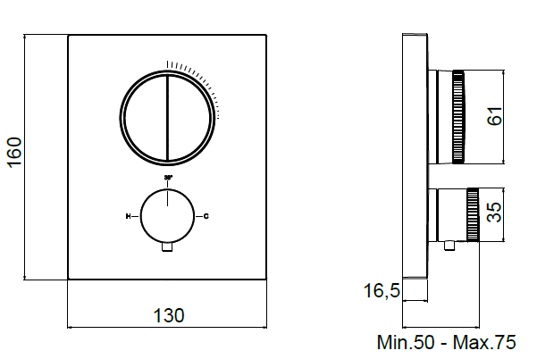 Смеситель для душа Almar Core встраиваемый на 2 потребителя Copper Brushed PVD E176682CO