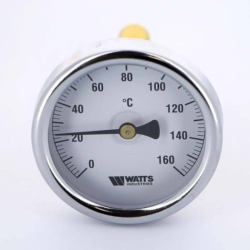 Термометр биметаллический Watts F+R801 63 мм 0-160 °C погружной гильза 75 мм 10005810