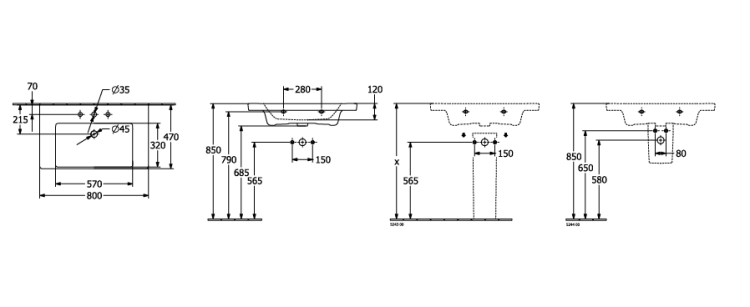 Раковина Villeroy & Boch Subway 3.0 800x470 мм 1 отверстие для смесителя CeramicPlus 4A7081R1