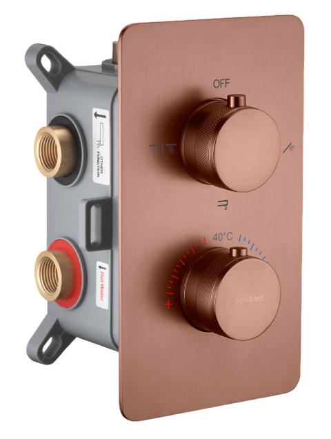 Смеситель термостатический для душа встраиваемый Boheme Cell на 3 потребителя с внутренней частью матовая бронза 134-3-BRB