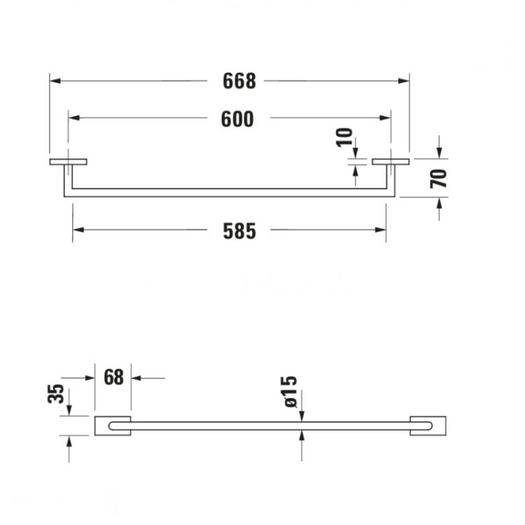 Полотенцедержатель Duravit Karree 668 мм хром 0099591000