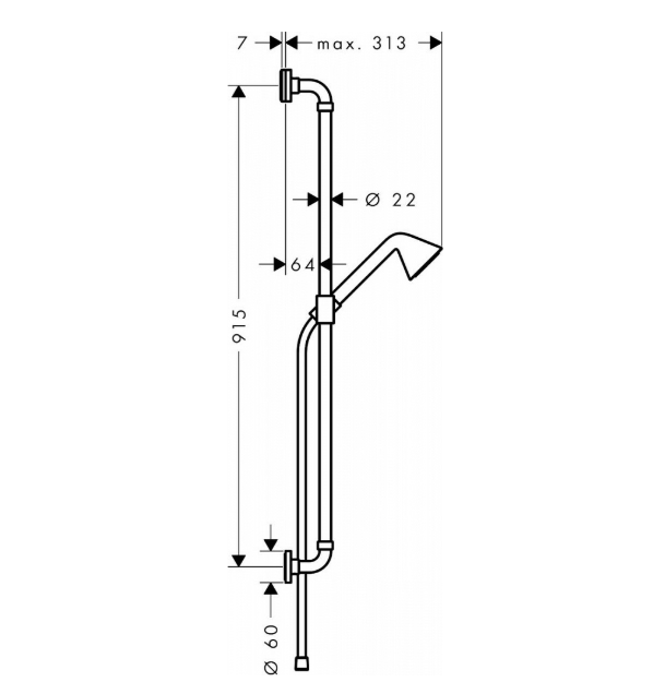 Душевой гарнитур AXOR Showers/Front 85 1jet шлифованный черный хром 26023340