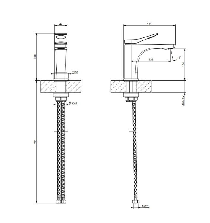 Смеситель для раковины Gessi Rilievo настольный Brass PVD 59006710