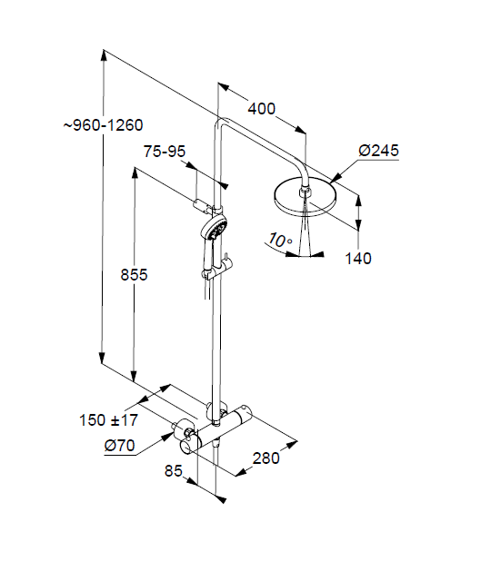 Душевая система Kludi LOGO DUAL SHOWER SYSTEM с термостатом никель брашированный 68082N500