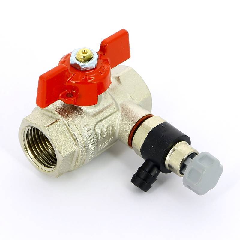 Кран шаровой Uni-Fitt ВВ с дренажным вентилем и заглушкой бабочка 1/2 115T2000