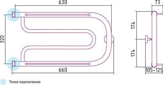Полотенцесушитель водяной Сунержа Гусли 320x650 мм без покрытия 00-0010-3265