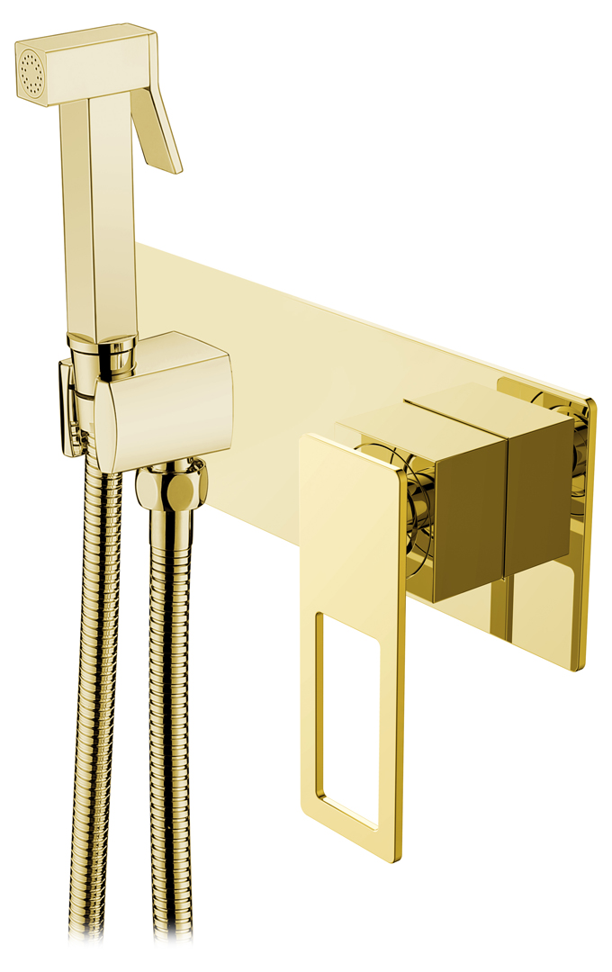 Гигиенический душ со смесителем встраиваемый Boheme Q золото 147-GG