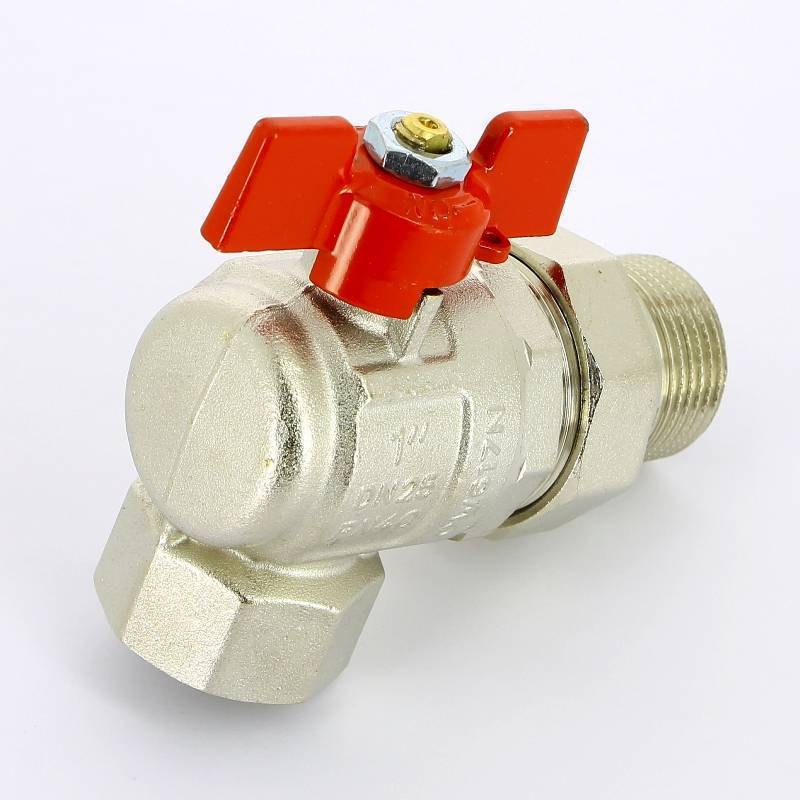 Кран шаровой угловой Uni-Fitt 1 НВ с разъемным соединением для коллекторов 133T4000