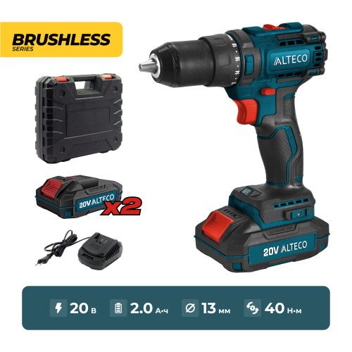 Бесщеточная аккумуляторная дрель-шуруповерт ALTECO CD 1813 Li BL X2 62954