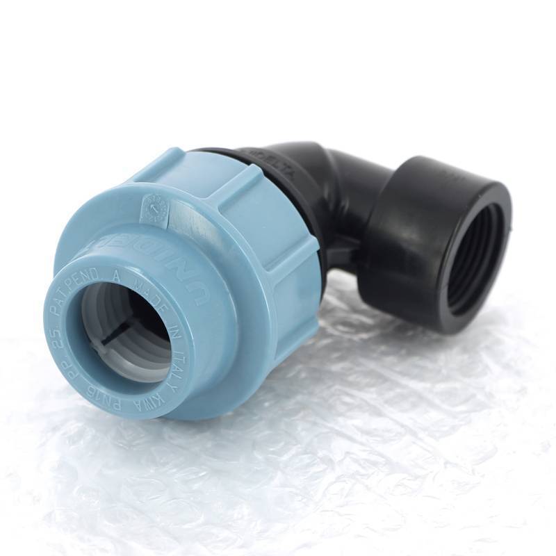 Угольник обжимной Unidelta Deltone 25х3/4 внутренняя резьба для ПНД труб 1009025003