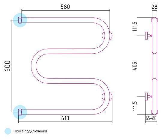 Полотенцесушитель водяной Сунержа М-образный 600х600 мм без покрытия 00-0007-6060
