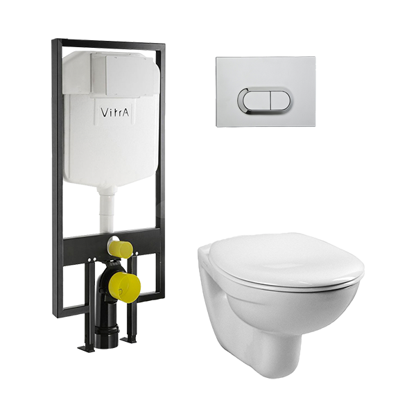 Комплект унитаз подвесной VitrA Normus с инсталляцией и кнопкой хром 9773B0037202