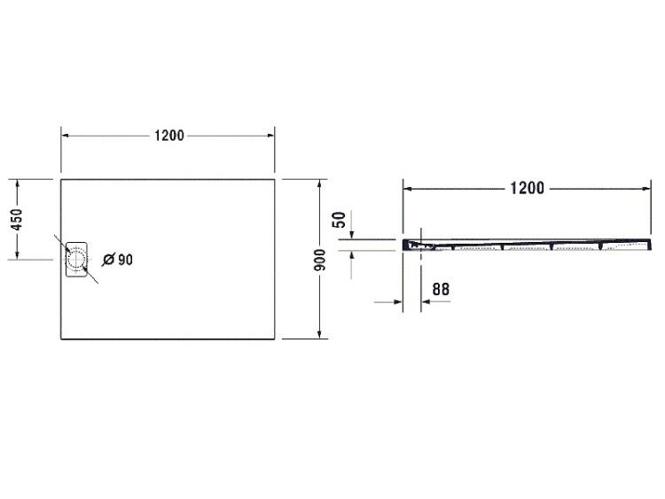 Душевой поддон Duravit Stonetto 1200x900x50 мм антрацит 720149680000000