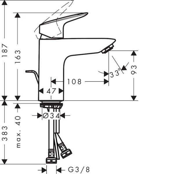 Смеситель для раковины Hansgrohe Logis 100 LowFlow хром 71104000