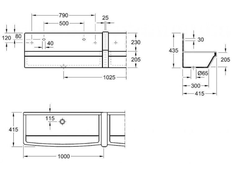 Раковина Villeroy & Boch ONovo 1000x415 мм подвесная 68200001