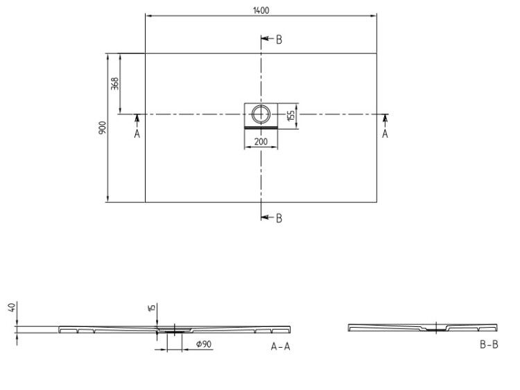 Душевой поддон Villeroy & Boch Squaro Infinity 1400x900x40 мм антрацит UDQ1490SQI2V1S