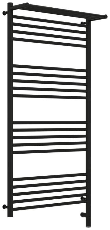 Полотенцесушитель электрический Сунержа Богема 3.0 с 1 полкой 1200x600 мм МЭМ нижнее справа чёрный матовый 3158071260