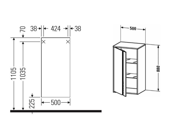 Шкаф-пенал Duravit Ketho 500x360x880 мм подвесной, петли справа, цвет графит матовый KT1266R4949