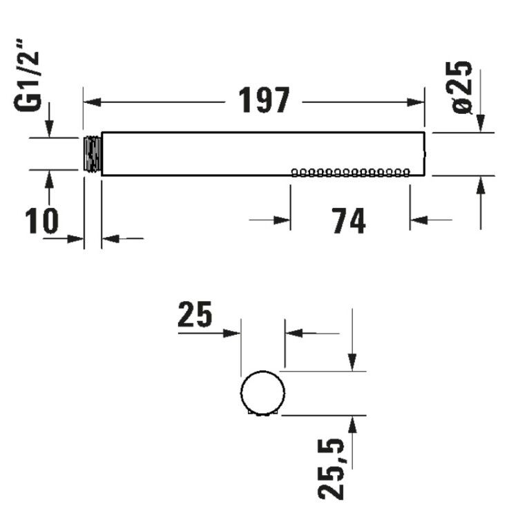 Ручной душ Duravit 25x74 мм 1 режим сталь брашированная UV0642001070