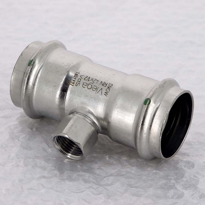 Тройник пресс Sanpress Inox Viega нержавеющая сталь 42х1/2х42 мм ВР 437220