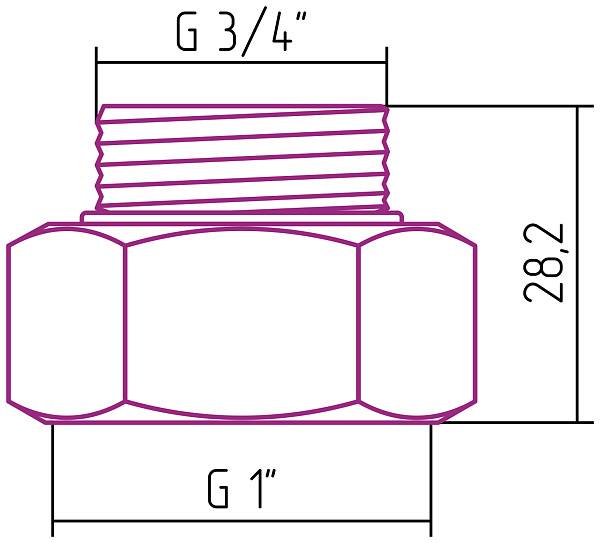 Комплект фитингов прямой Стилье G 1 НГ х G 3/4 НР 2 шт 02100-1034