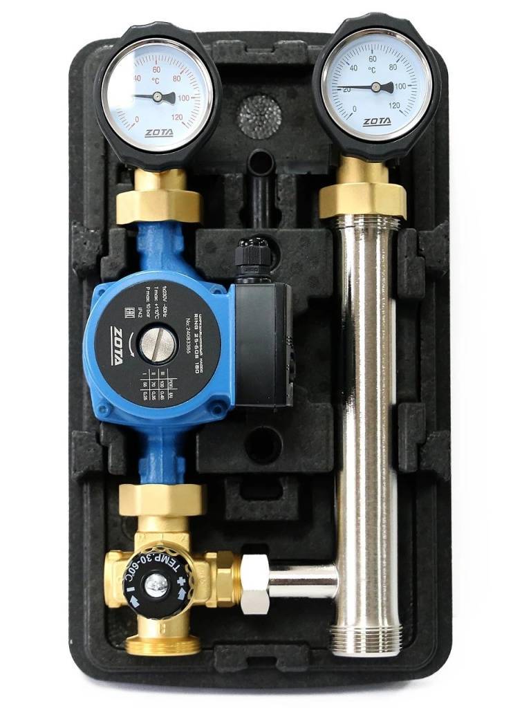 Насосная группа ZOTA с термостатическим смесителем 30-60 °C и насосом RING 25/60 S 180 AGR4932010004