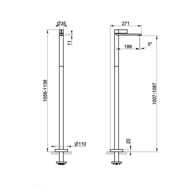Смеситель для раковины Gessi Inverso Diamantato напольный Black Metal Brushed PVD 73695707