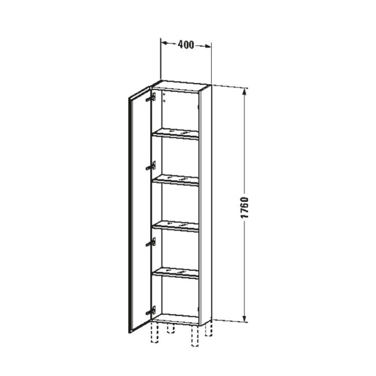 Шкаф-пенал Duravit L-Cube 400x243x1760 мм подвесной петли слева орех темный LC1170L2121