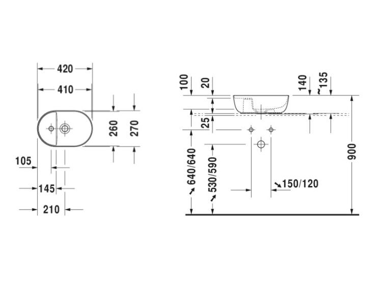 Раковина Duravit Luv 420x270 мм с 1 отверстием для смесителя цвет белый 0381420000