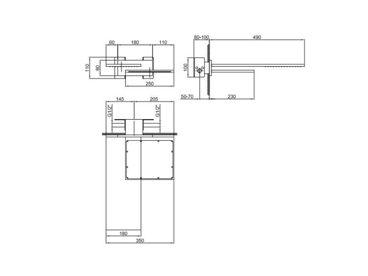 Верхний душ Fantini Venezia 350x490 мм Matt Gun Metal PVD 86P58035B