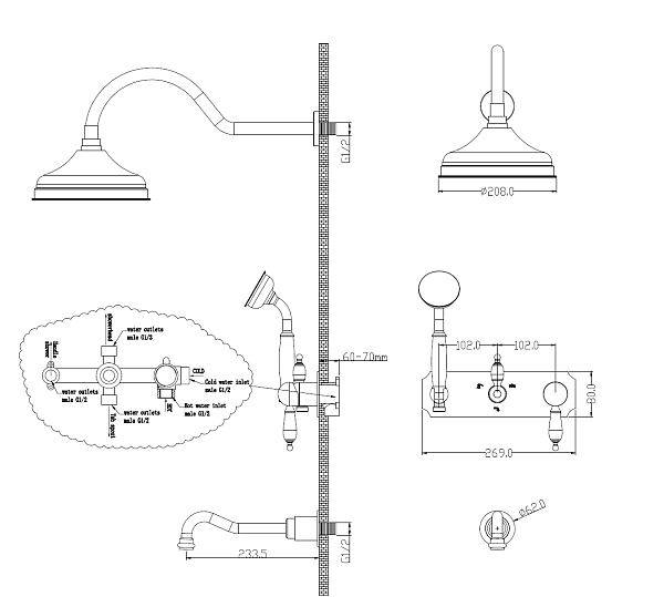 Смеситель для ванны Boheme Medici встраиваемый бронза 308