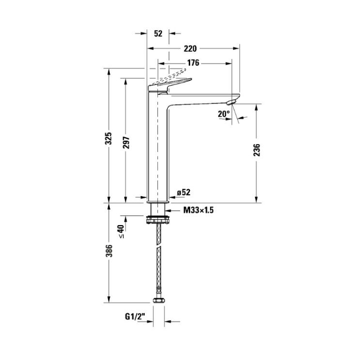 Смеситель для раковины Duravit Wave XL черный матовый WA1040002046.