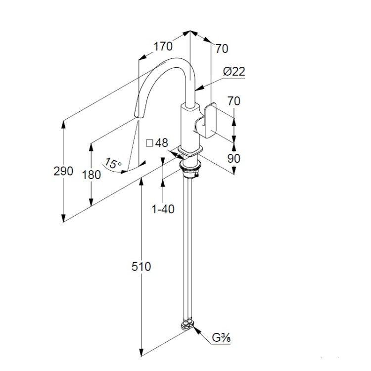 Смеситель для раковины KLUDI Renon с боковым рычагом брашированный никель PVD 42028N575