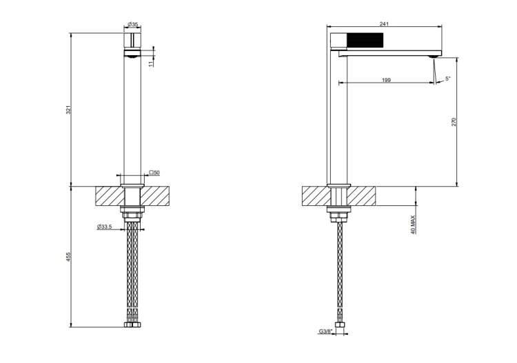Смеситель для раковины Gessi Inverco Rigato Black Metal PVD 73504706