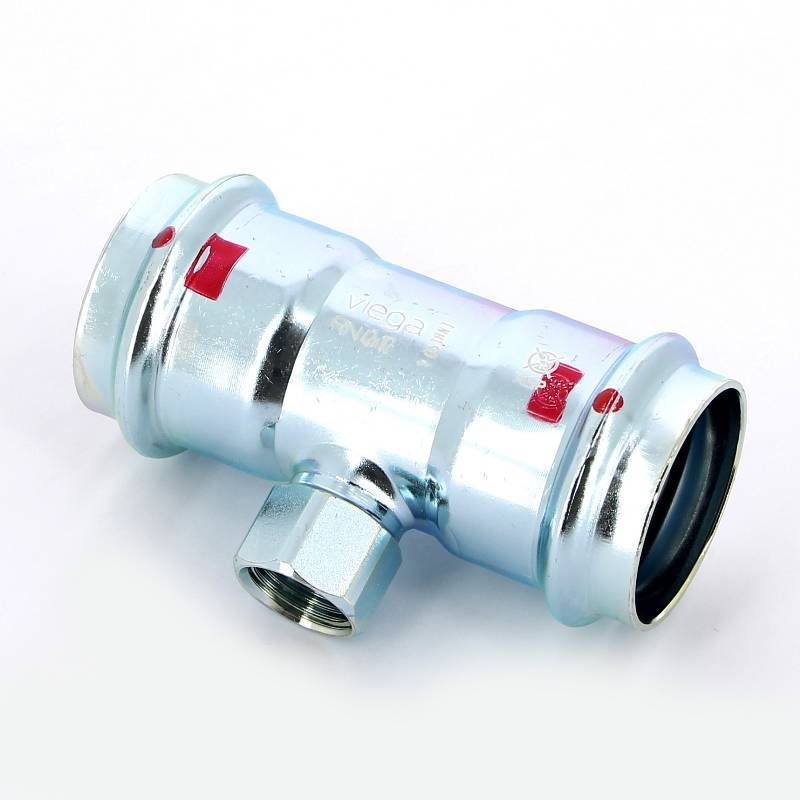 Тройник пресс-ВР оцинкованная сталь Viega Prestabo 42х1/2х42 мм 558956