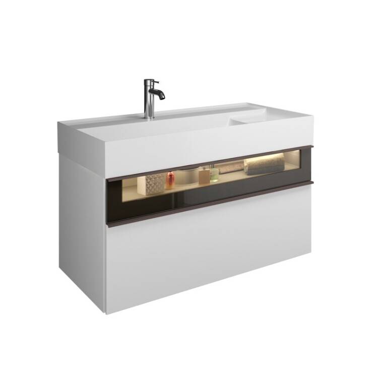 Тумба под раковину Burgbad Yumo 1015х470х610 мм белый высокий блеск SFMX102F3193C0001G0179