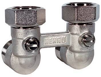 Пара шаровых кранов Rehau G 1/2 x G 3/4 угловые латунь 12407371001