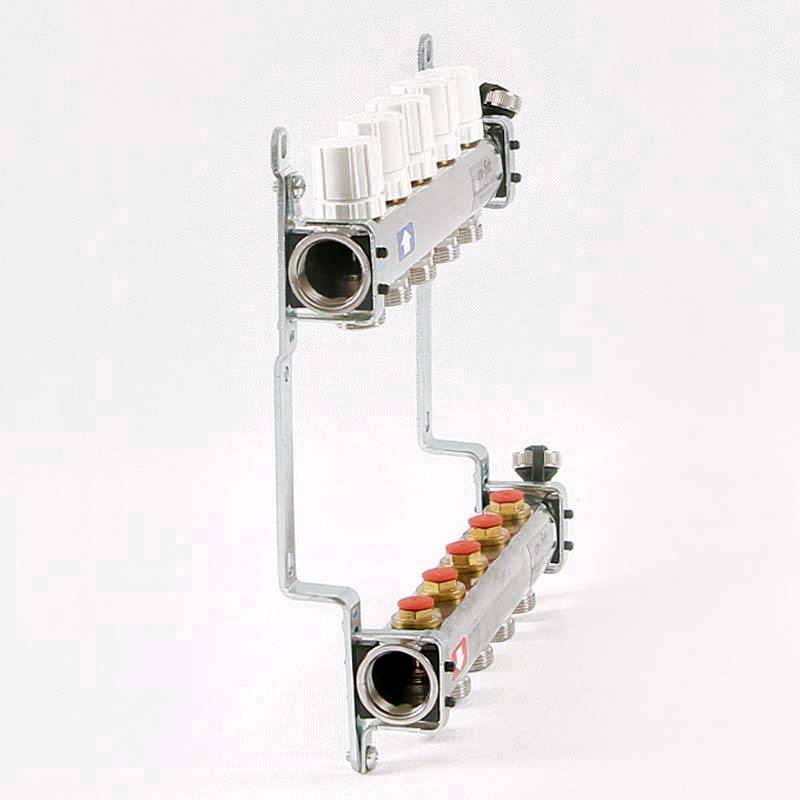 Коллекторная группа из нержавеющей стали Uni-Fitt 315S с регулировочными и термостатическими вентилями 1 x 3/4 EK 5 выходов 451I4305