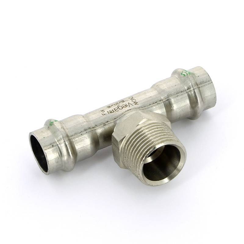 Тройник пресс-НР нержавеющая сталь Viega Sanpress Inox 18х3/4х18 мм 445973