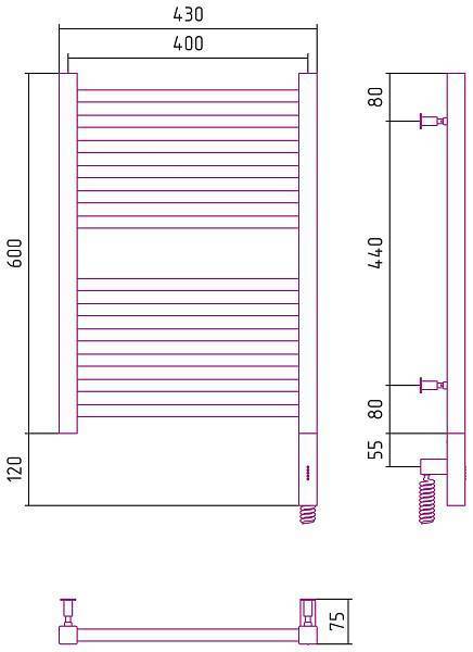 Полотенцесушитель электрический Сунержа Модус 3.0 400x600 мм правый золото 03-5701-6040