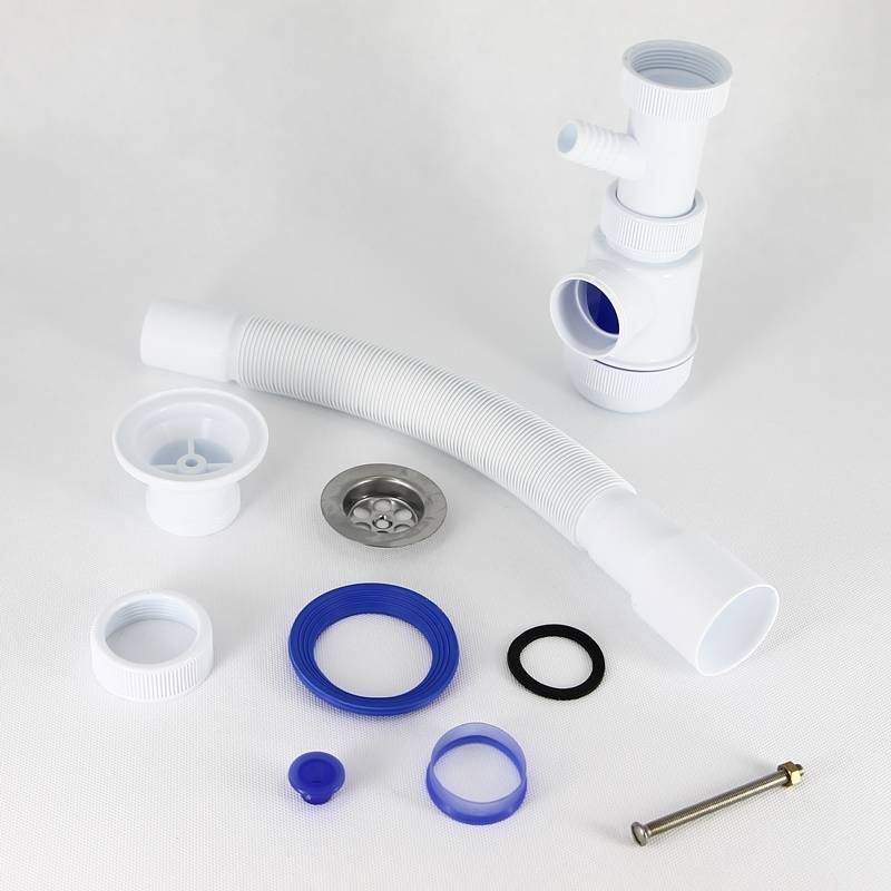 Сифон для раковины Wirquin Мини Элит 1 1/2 x 40 мм чашка 63 мм с отводом и гофротрубой 800 мм 30980679