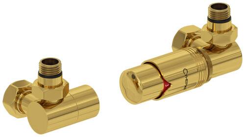 Набор автоматических терморегуляторов Сунержа 3D G 1/2 НР x G 3/4 НГ правый золото 0314220000