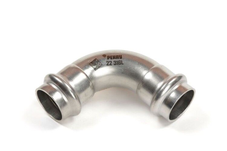 Отвод REHAU EdelPress 90° 22 мм нержавеющая сталь 11904221001
