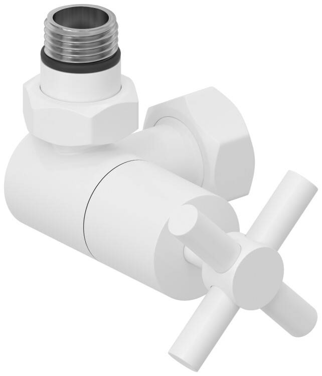 Вентиль Сунержа 3D G 1/2 HP x G 3/4 НГ левый крест белый матовый 30-1410-1234