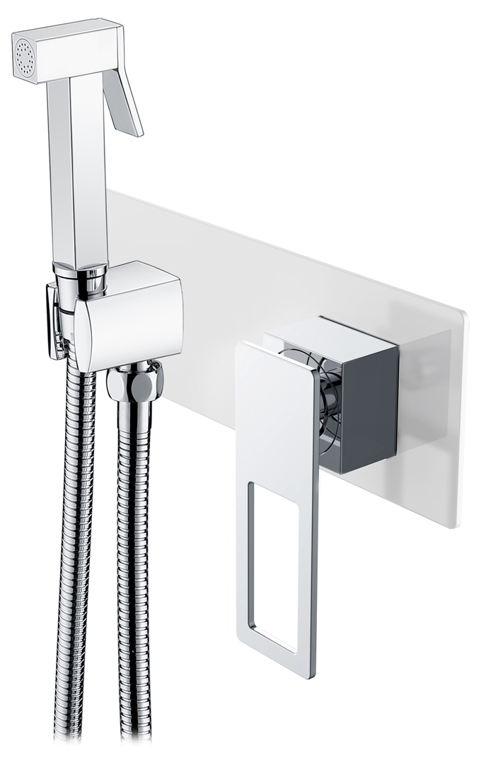 Гигиенический душ со смесителем встраиваемый Boheme Q белый/хром 147-WCR