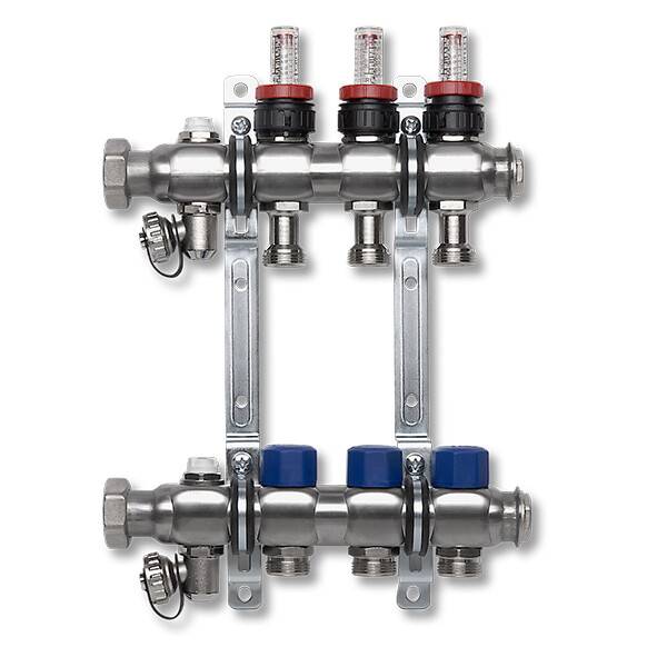 Коллектор из нержавеющей стали SANHA-Heat VT-DM 2 выхода с расходомерами 1VT02DM
